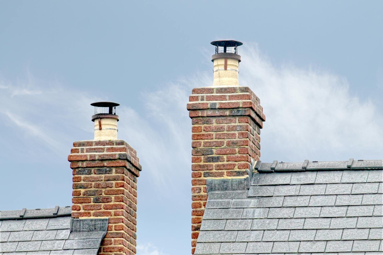 Classic brick chimney and roof line